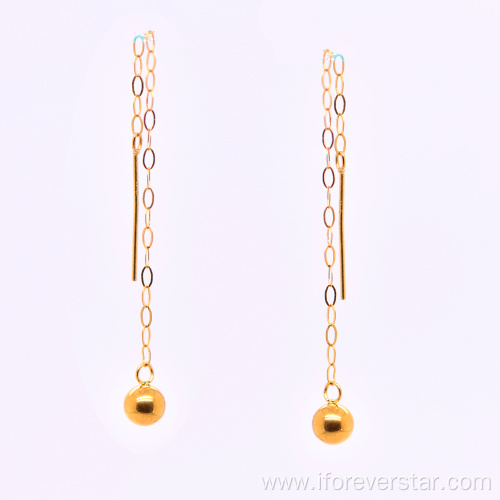 Round Bead 18K Gold Jewelry Earrings